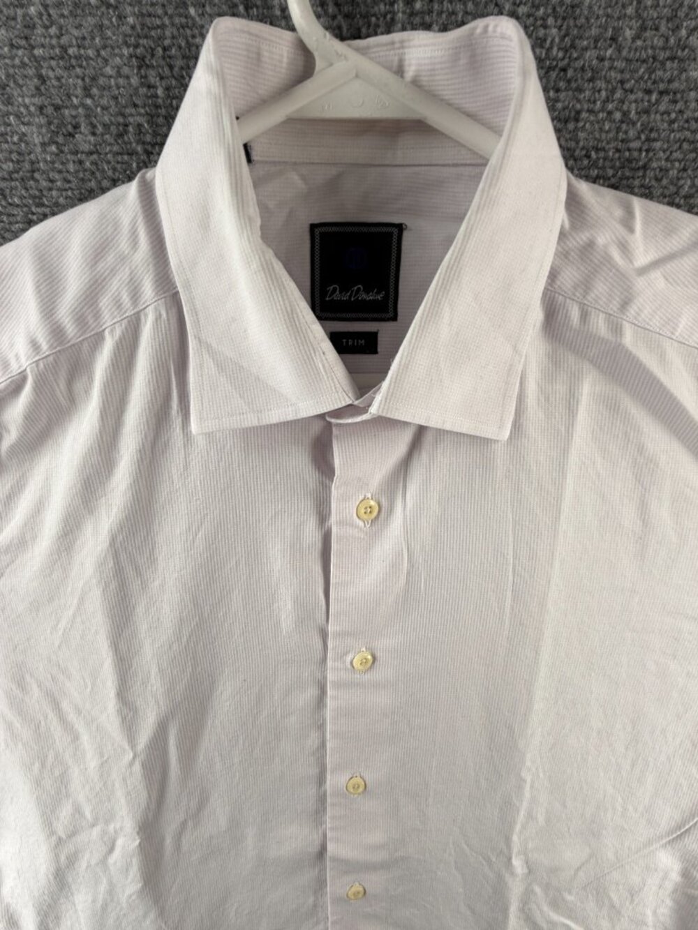 David Donahue Striped Pink Trim Cotton 16.5 34/35 Shirt Button Up Long Sleeve